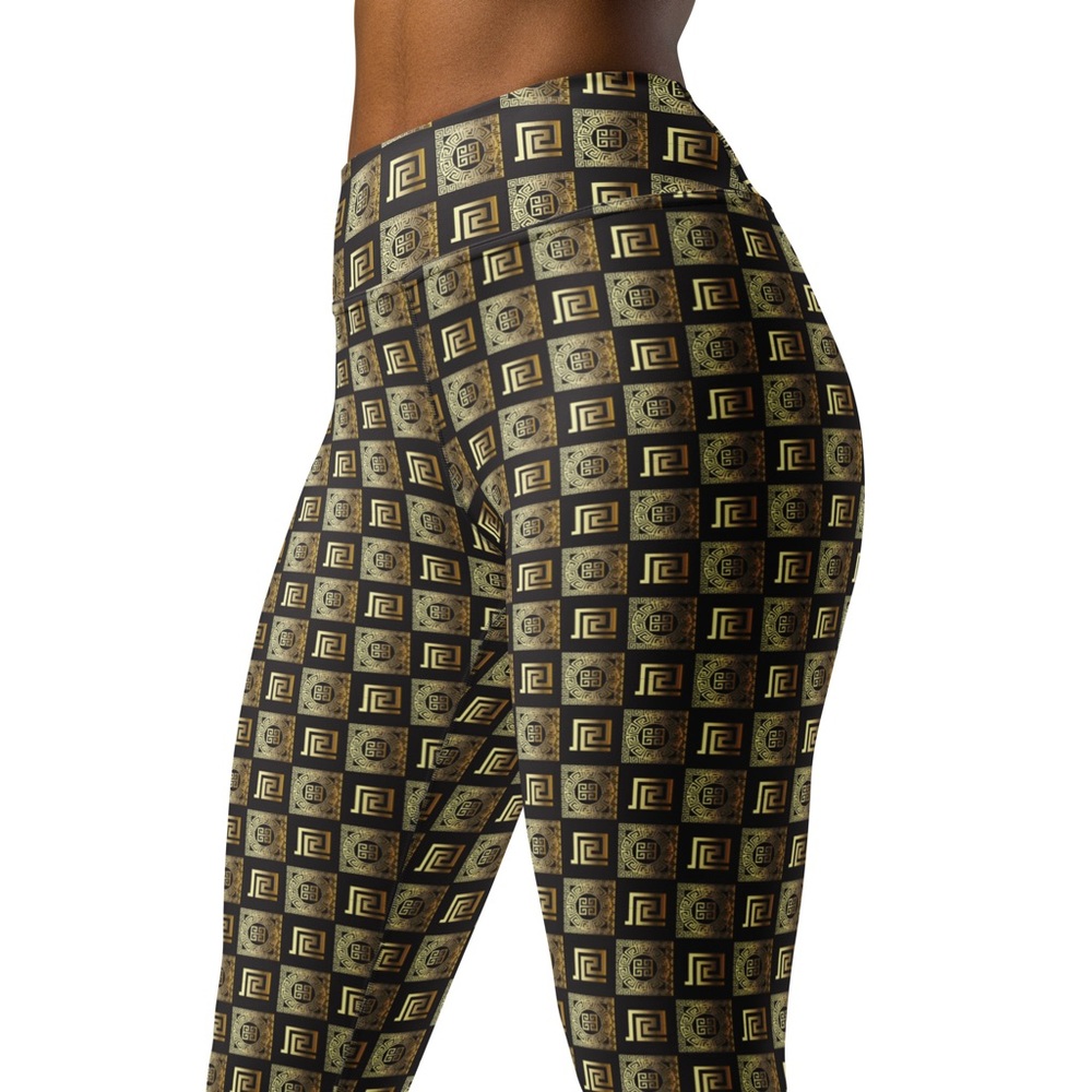 Sizes L and XL Holiday Party Leggings Gold Black Christmas Peachskin High Waist
